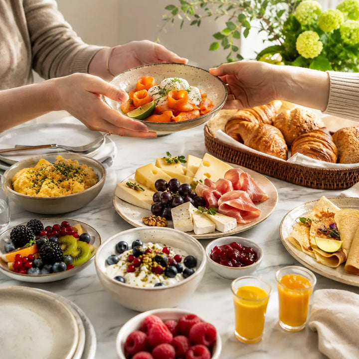 Neujahrs-Brunch-Box beim gemeinsamen Genuss zu zweit