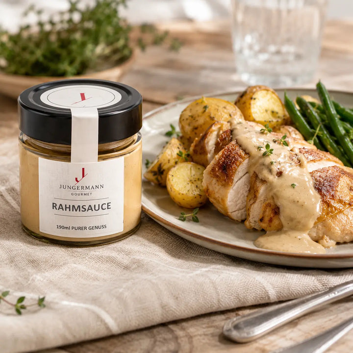 Jungermann Gourmet Rahmsauce zu Hähnchen, Kartoffeln und Gemüse