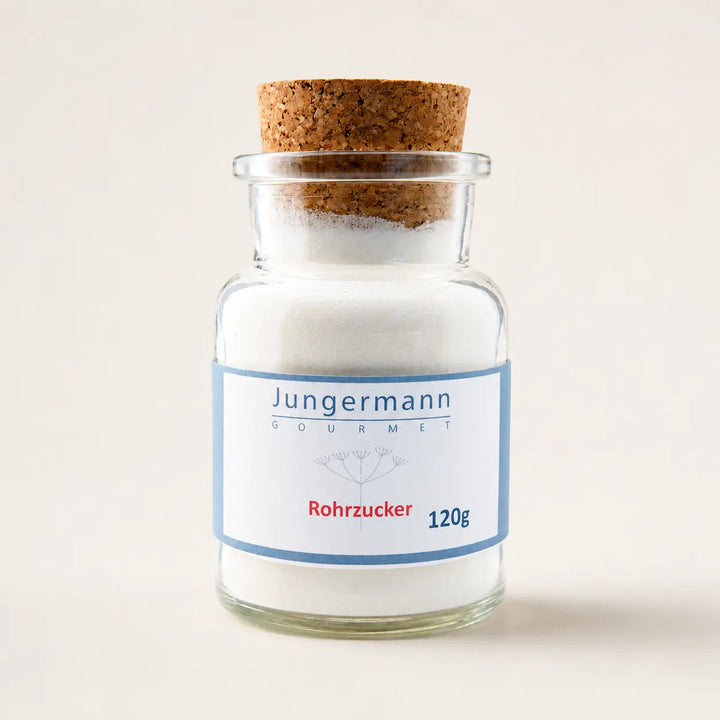 Rohrzucker von Jungermann Gourmet im 120-g-Korkglas