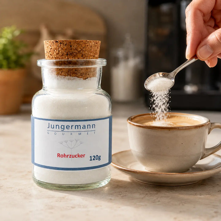 Rohrzucker von Jungermann Gourmet beim Süßen von Café Crème