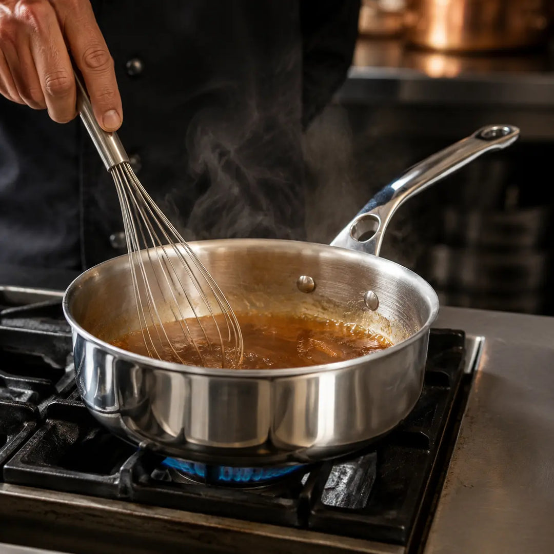 Grade Sauteuse Affinity beim Reduzieren und Aufschlagen einer Sauce