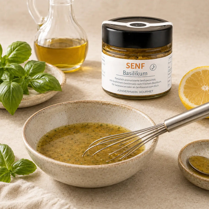 Senf mit Basilikum als Vinaigrette – Zubereitungsidee