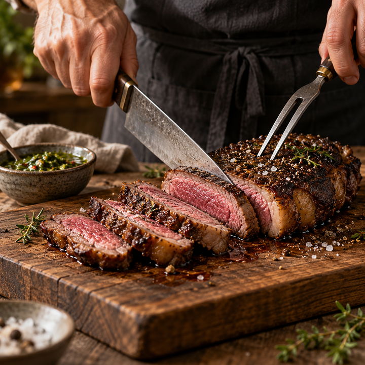 Ein gebratenes Steak fachgerecht aufschneiden
