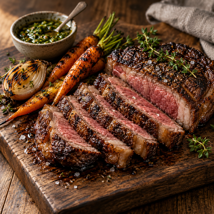 Aufgeschnittenes Steak mit Grillgemüse – Kochkurs Steak &amp; BBQ