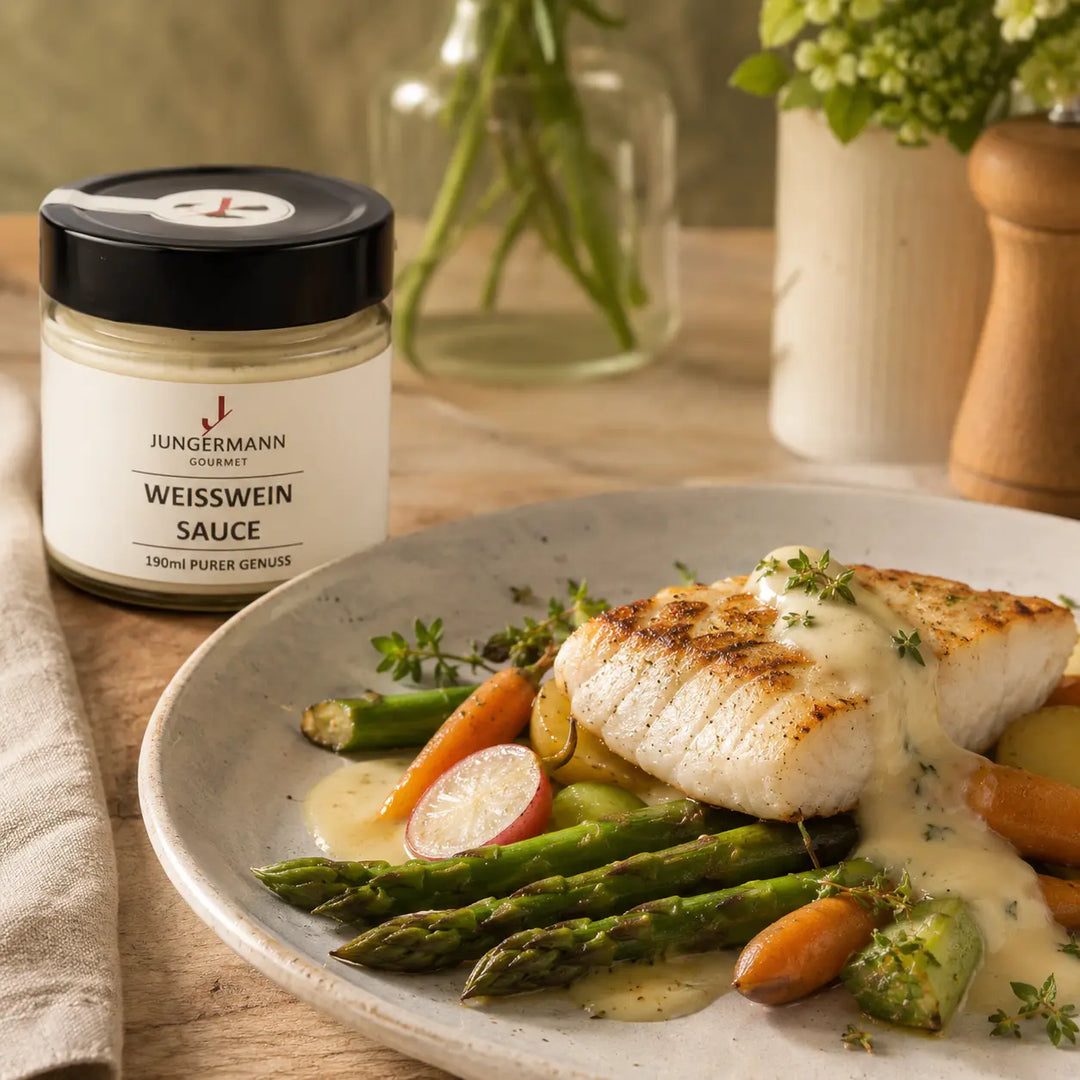 Jungermann Gourmet Weißwein-Sauce zu Fisch, Spargel und Gemüse