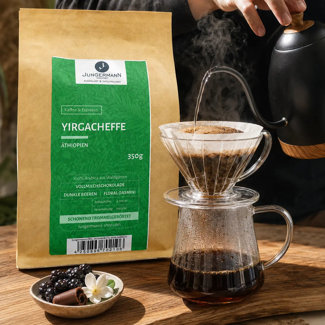 Yirgacheffe Kaffee aus Äthiopien bei der Pour-over-Zubereitung