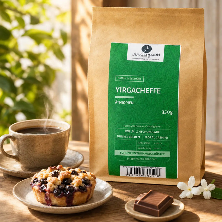 Yirgacheffe Filterkaffee mit Beerengebäck, Jasmin und Milchschokolade