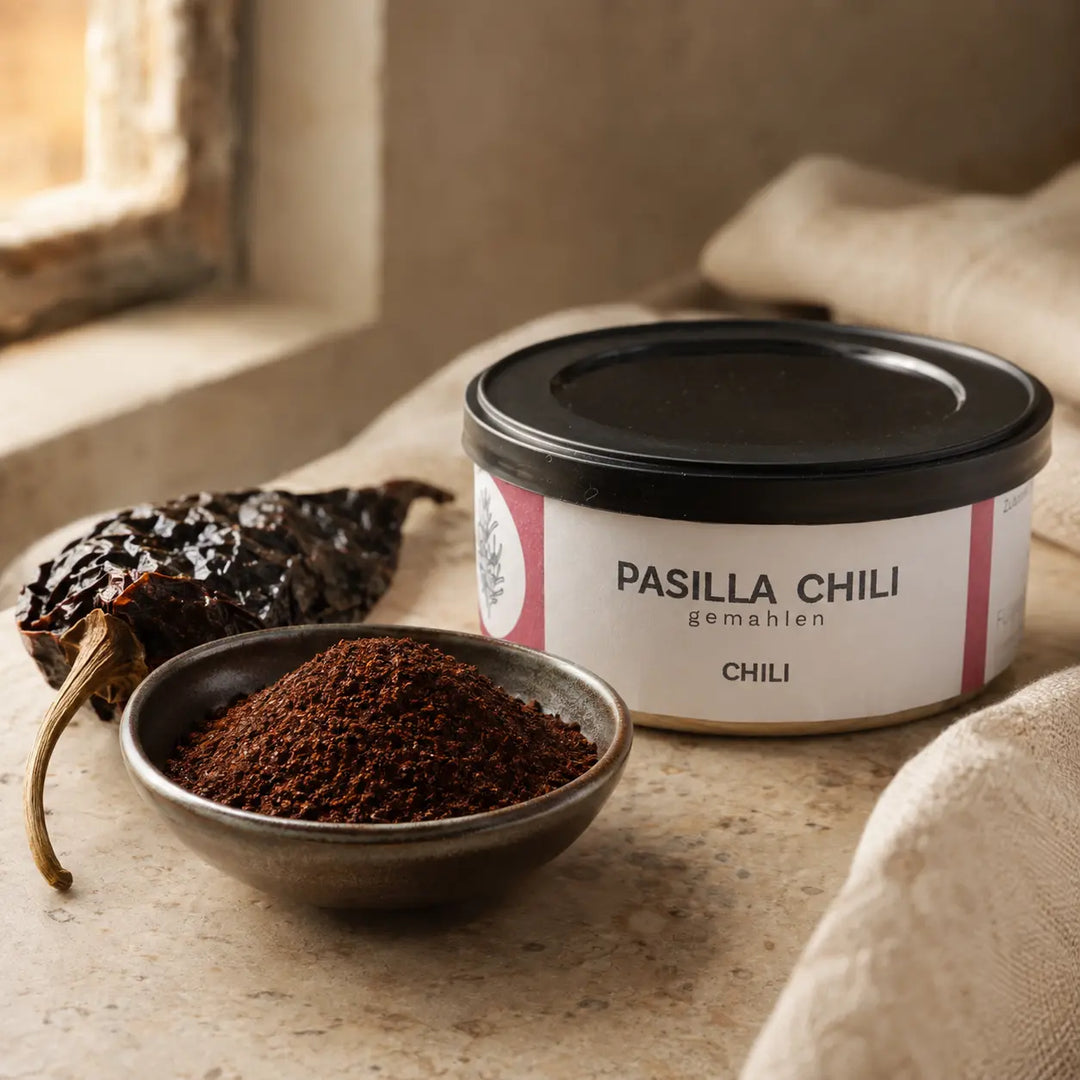 Jungermann Gourmet Pasilla Chili mit gemahlenem Chili und getrockneter Schote