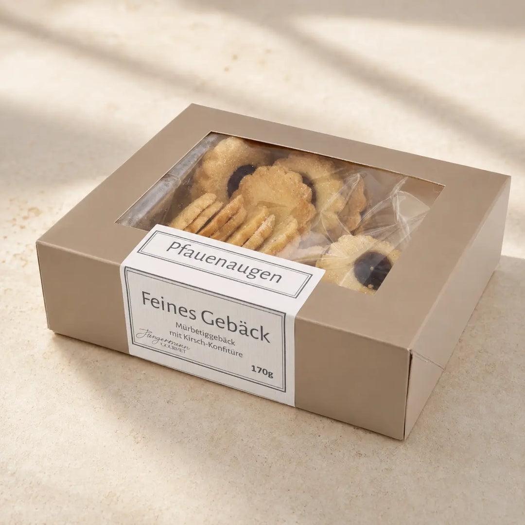 Pfauenaugen in der originalen Sichtfensterbox als hochwertiger Packshot